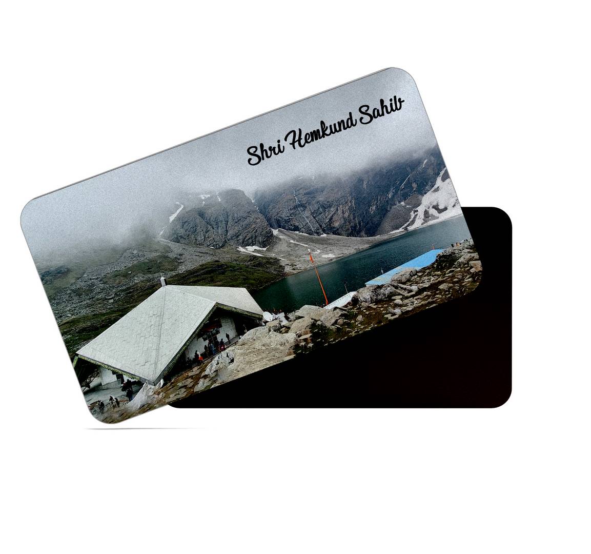 dhcrafts Multicolor Uttarakhand Shri Hemkund Sahib Design Rectangular Rubber Matte Finish Fridge Magnet / Magnetic Card Pack of 1 (8.6cm x 5.4cm)